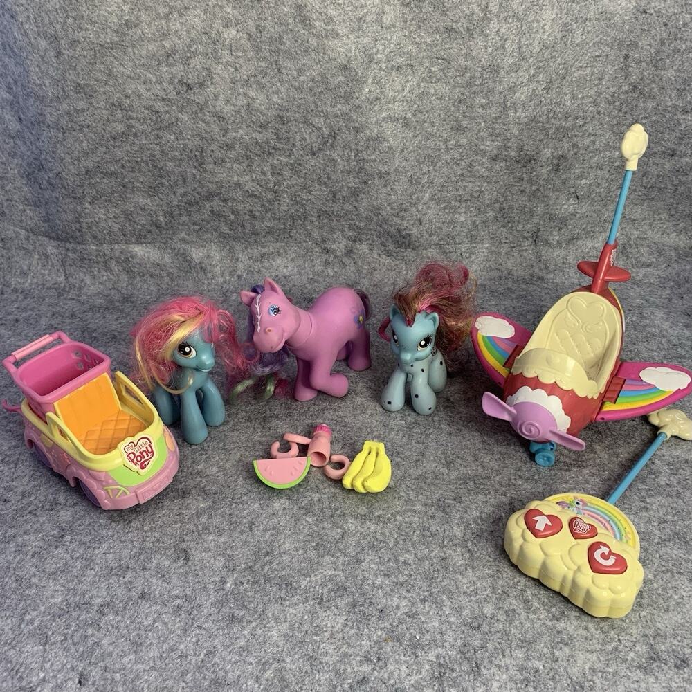 My Little Pony Lot, Shopping Cart, 3 Ponies, Plane With Remote Control